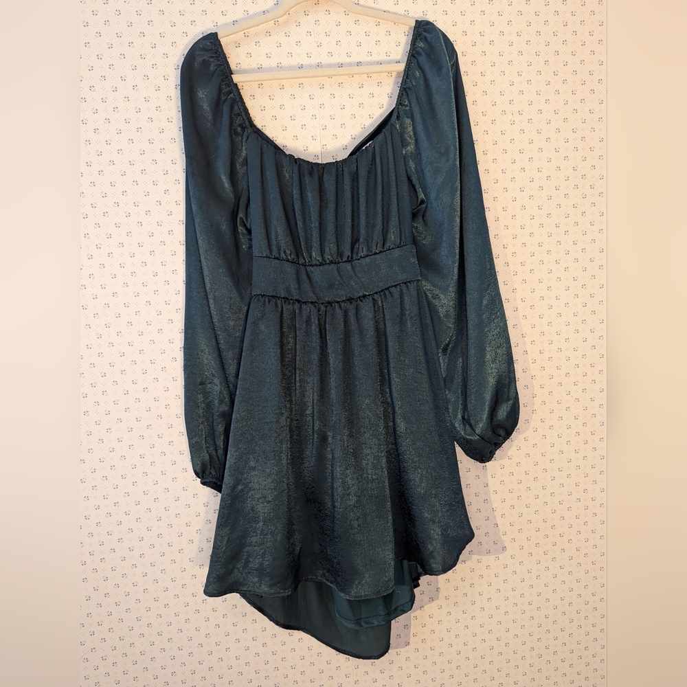💚 Altr'd State XL Elegant Green  Long-Sleeve Dress Double Bows